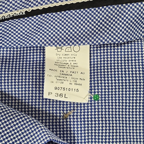 Hart Schaffner Marx Pants Mens 36 Gray Wool Prince of Wales Check Business - Picture 5 of 9